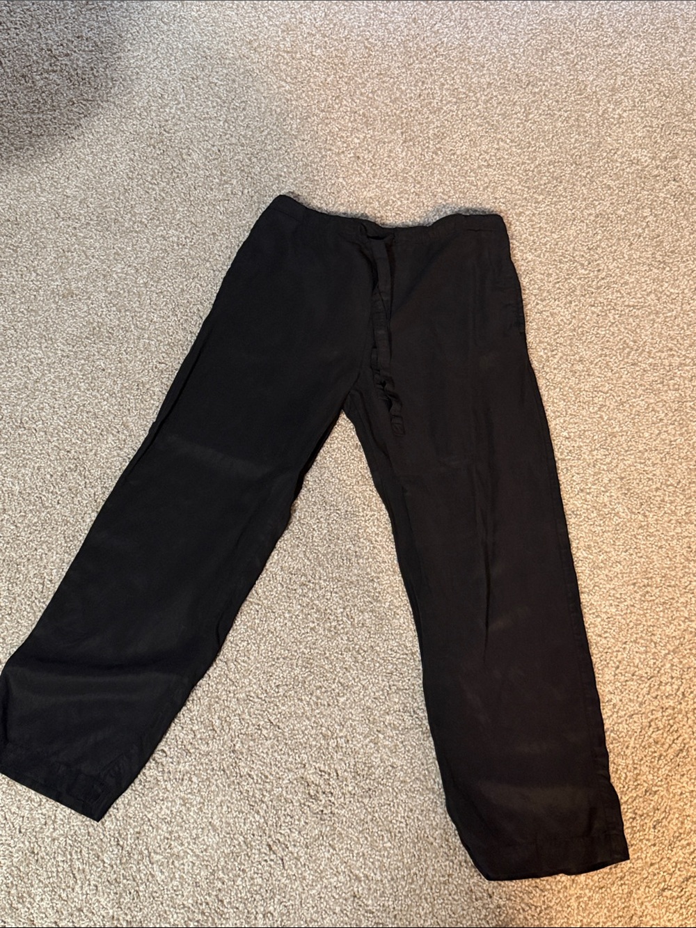 Zara Black Cropped Straight-Leg Pants with Drawstring